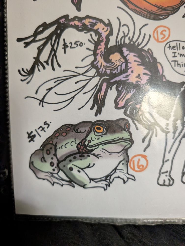 a drawing of a grumpy frog