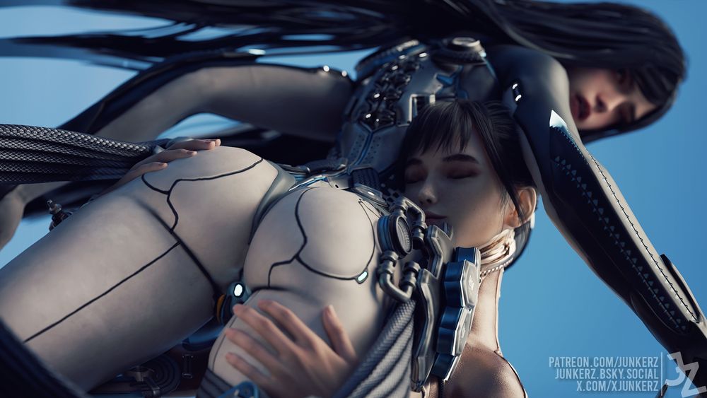 Raven and Eve from Stellar Blade. Eve appreciating Raven's butt.