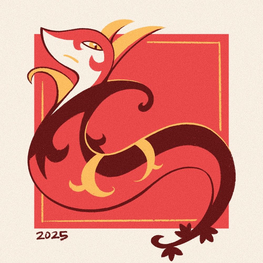 A doodle of a red and gold Serperior. Happy Lunar New Year, and happy year of the snake!