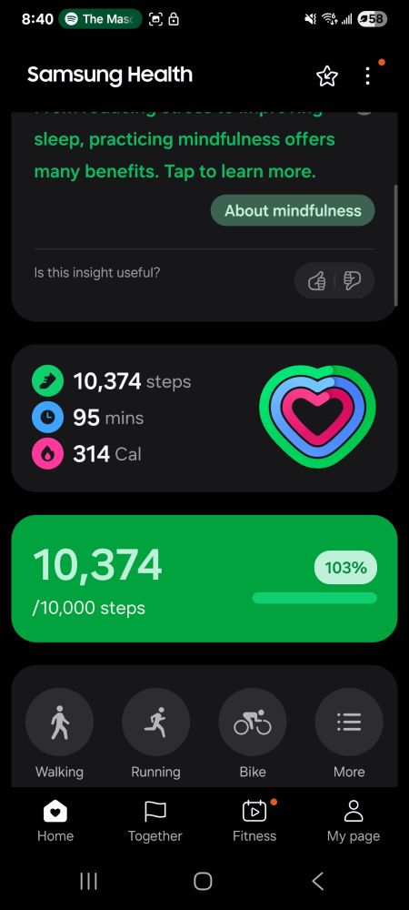 Screenshot of health app showing i walked 10k+ steps