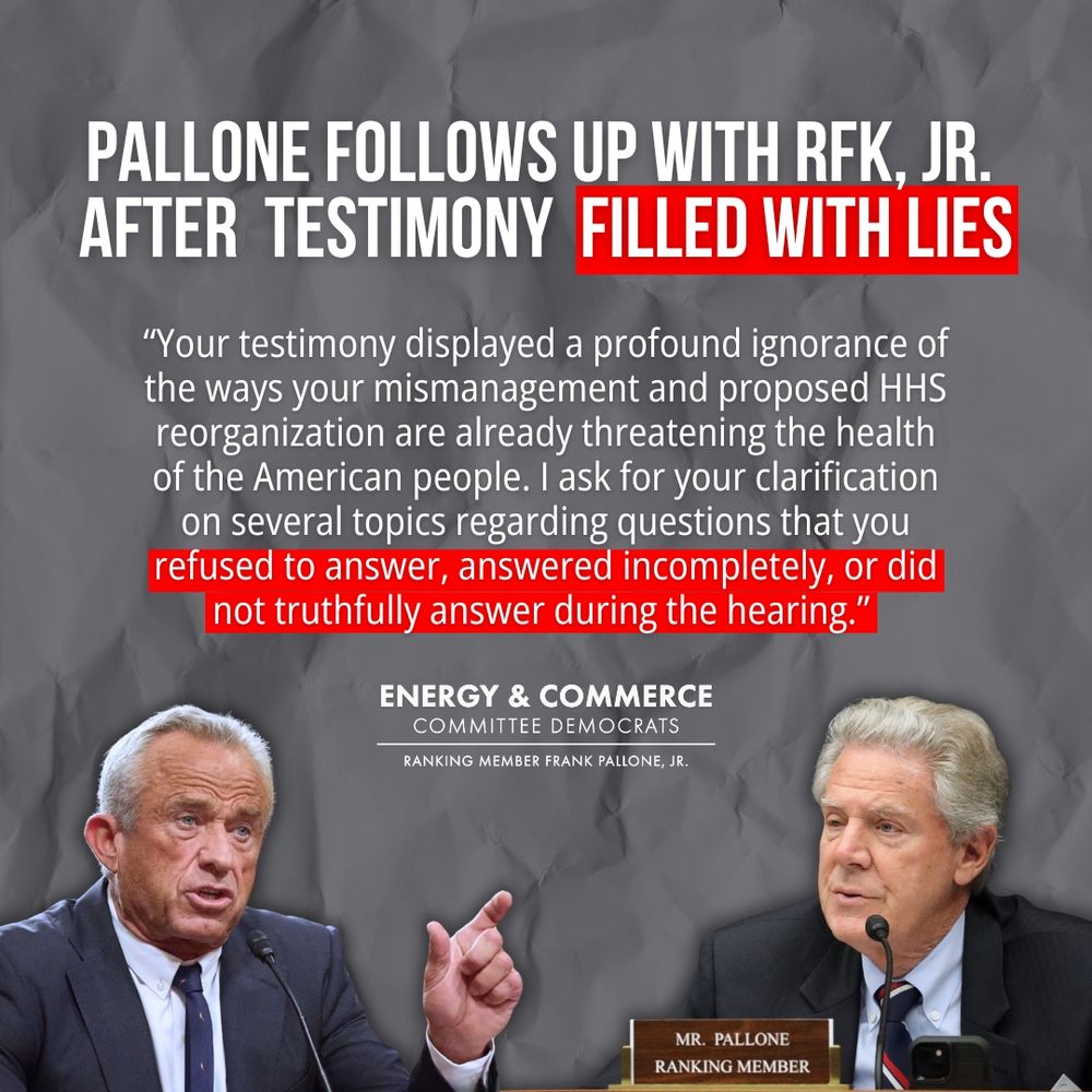 Text from Pallone's letter to RFK demanding he answer for lies at budget hearing.