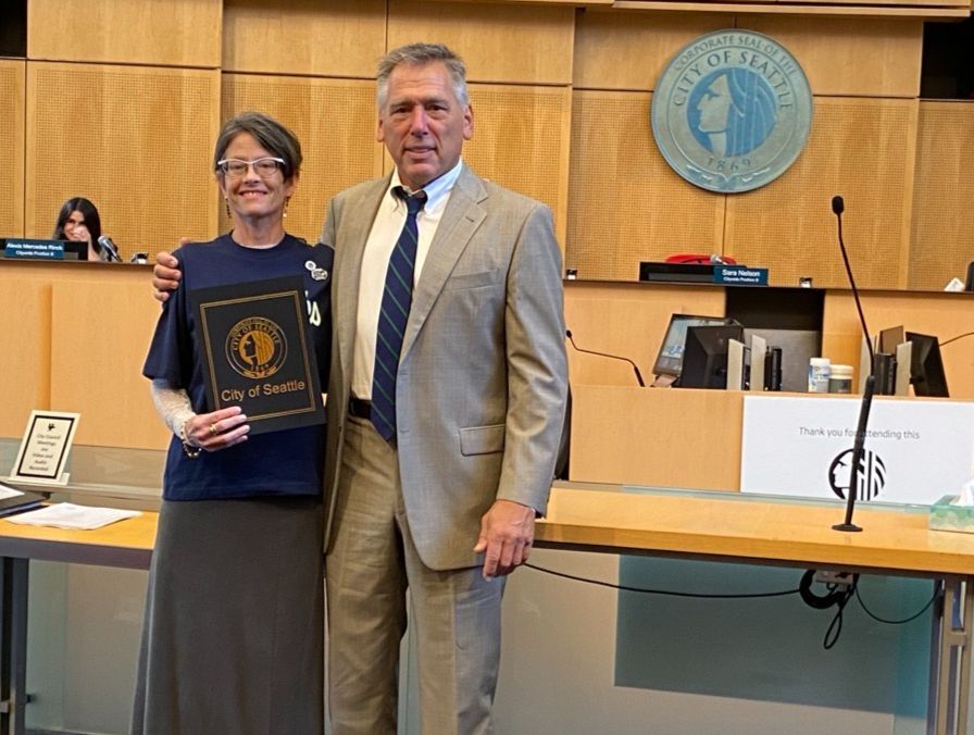 Council President Nelson and Seahawks legend – former player and coach Jim Zorn