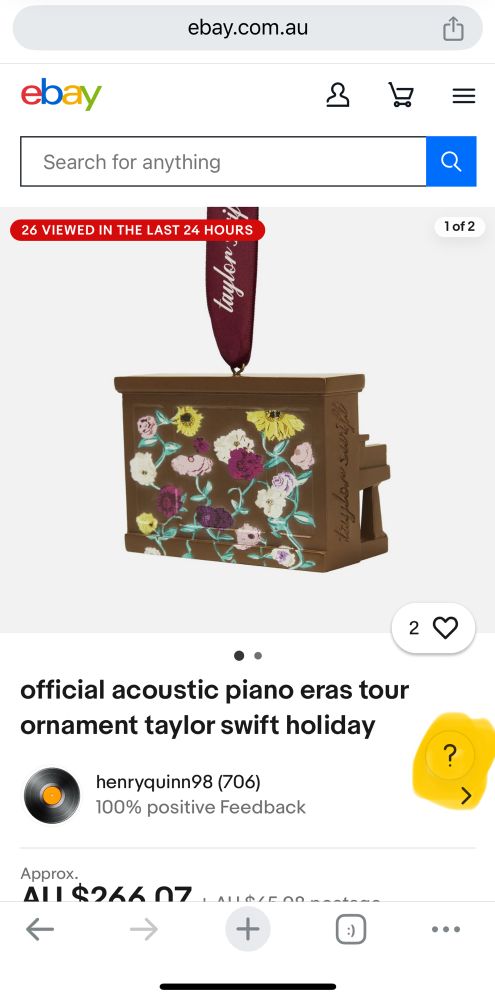 Eras tour piano ornament eBay listing 