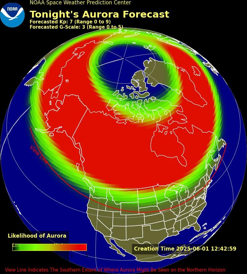 noaa map showing view line to PA