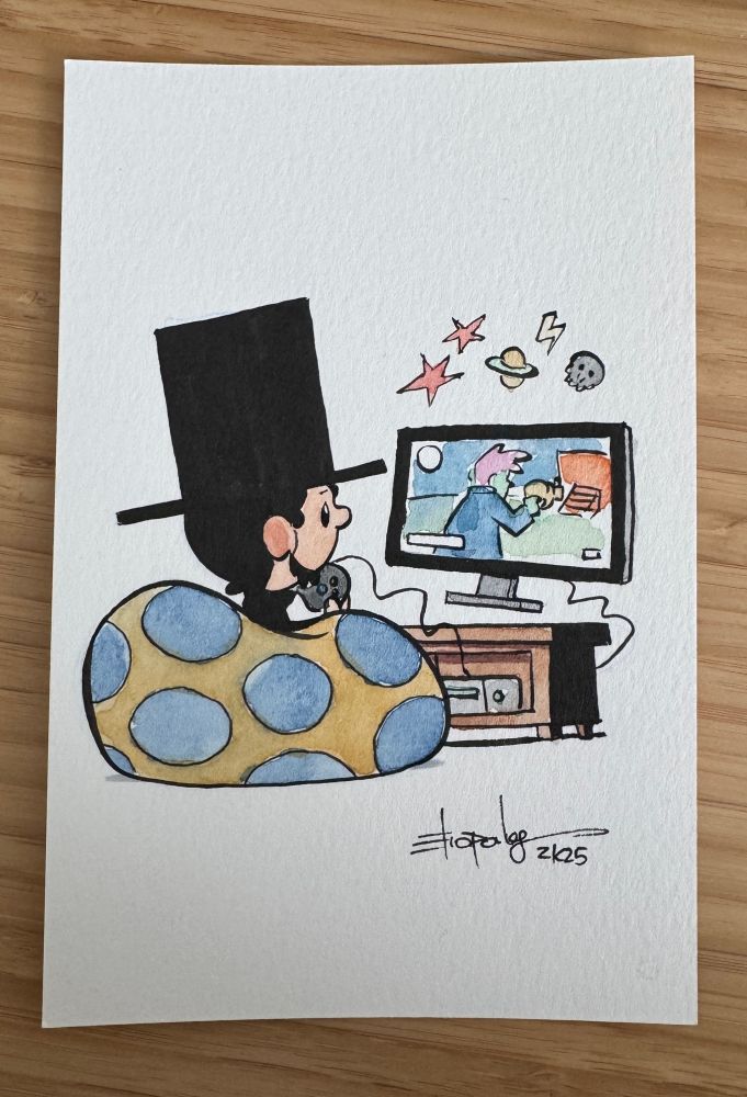 Lincoln playing a video game.