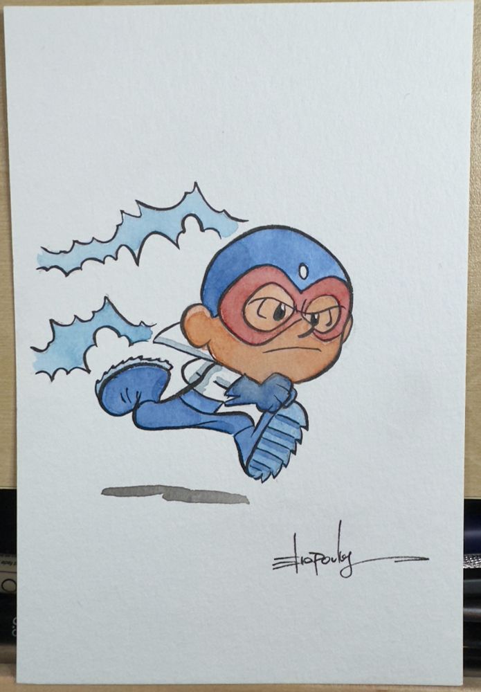 Cartoon version of Max Mercury in watercolor