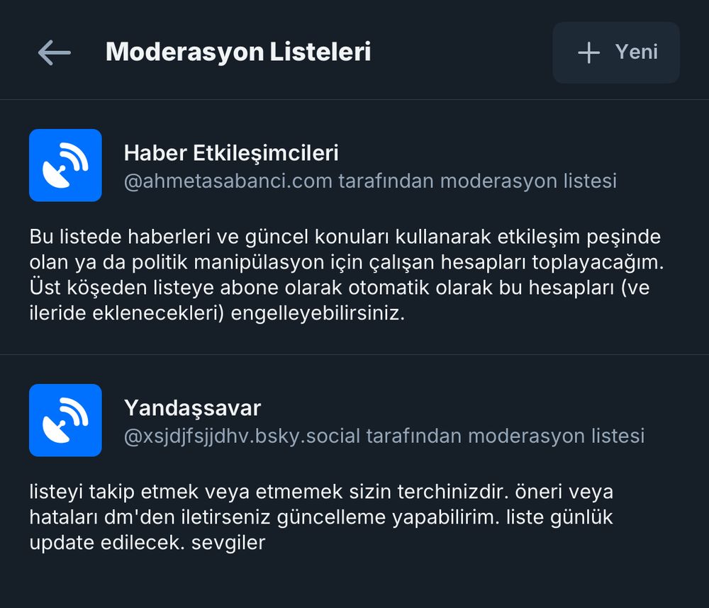 Liste uzerinden sessize aldigin veya blokladigin hesaplari gorunur hale getirmek icin listeyi tiklayip islemi geri al.