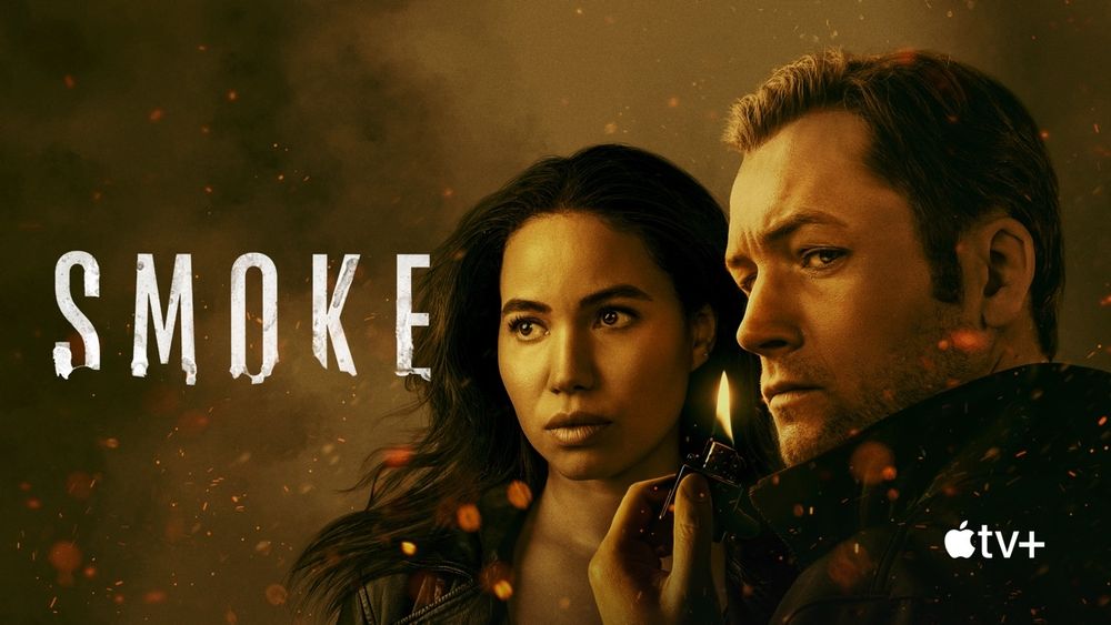 Jurnee Smollett and Taron Edgerton featured on the Smoke poster for AppleTV.