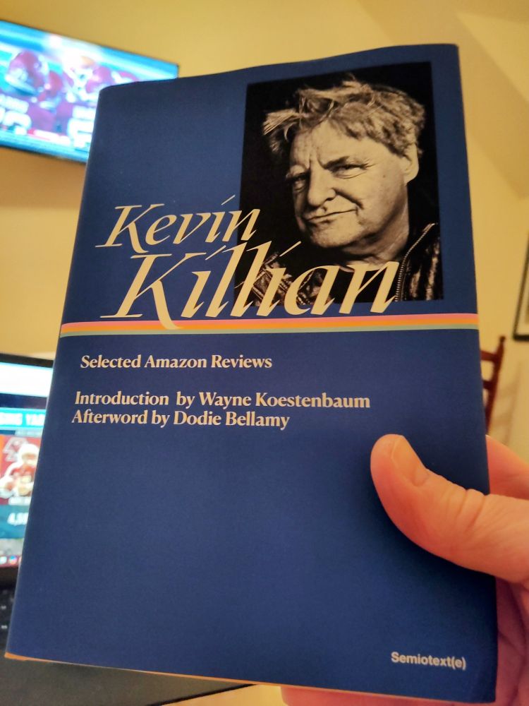 Cover of Kevin Killian's Selected Amazon Reviews, blue cover in the style of the Library of America editions.