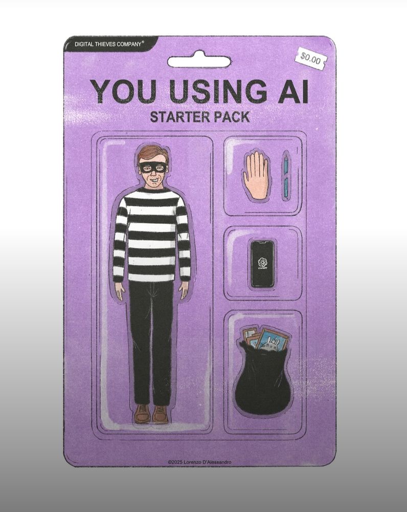 YOU USING AI STARTER KIT, mocking the action figure trend with dude in prison garb.