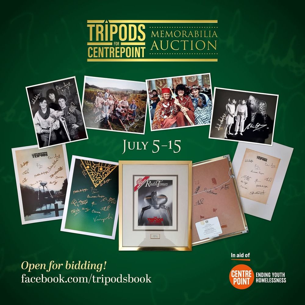 Tripods for Centrepoint Memorabilia Auction. July 5th - 15th. Open for bidding. Facebook.com/tripodsbook
In aid of Centrepoint - ending youth