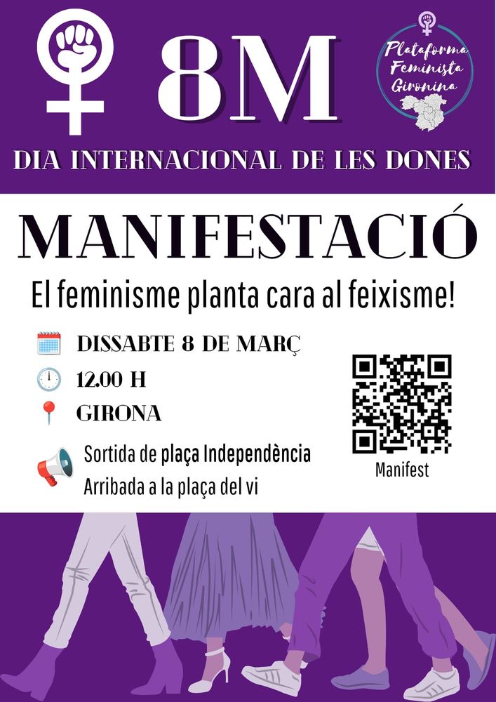 Cartel anunciando la manifestación de la plataforma a las 12 en la Plaça Independència de Girona 