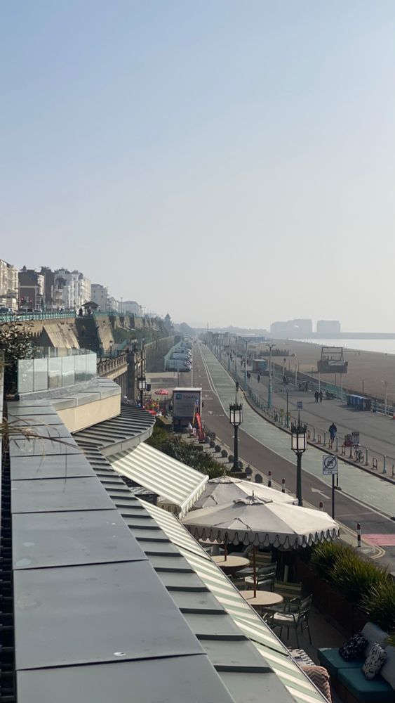 A view over the Brighton coastline in the sunshine