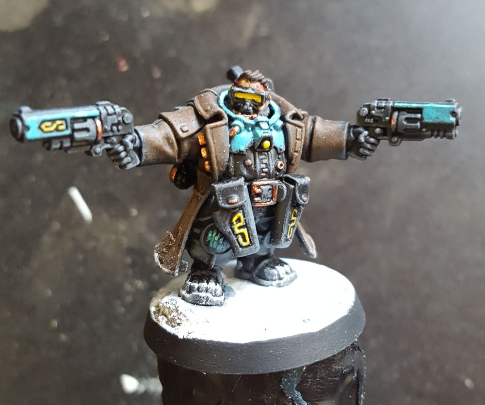 Dwarven space cowboy ready for the shootout.
