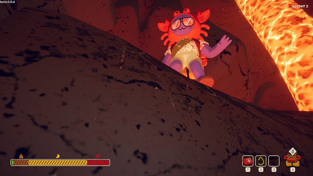 A villain wearing a crab hat waves as I stand at the precipice of death, with a single health point clutching to the side. There is lava. There should have been doom.