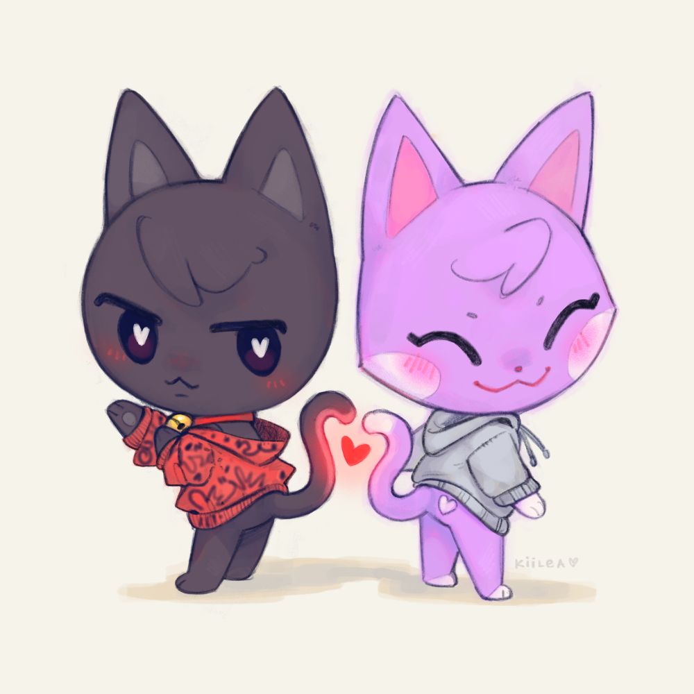 two ateez cat mascots in the animal crossing style 
