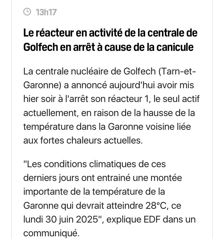 Arrêt de la centrale nucléaire de Golfech 