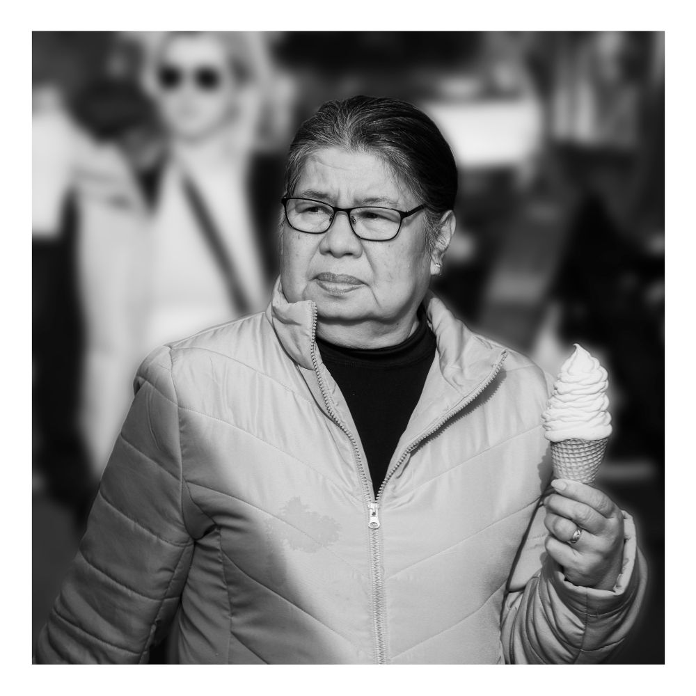 A woman enjoying an icecream