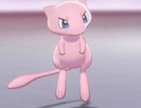 A photo of Mew from Pokémon with an angry look
