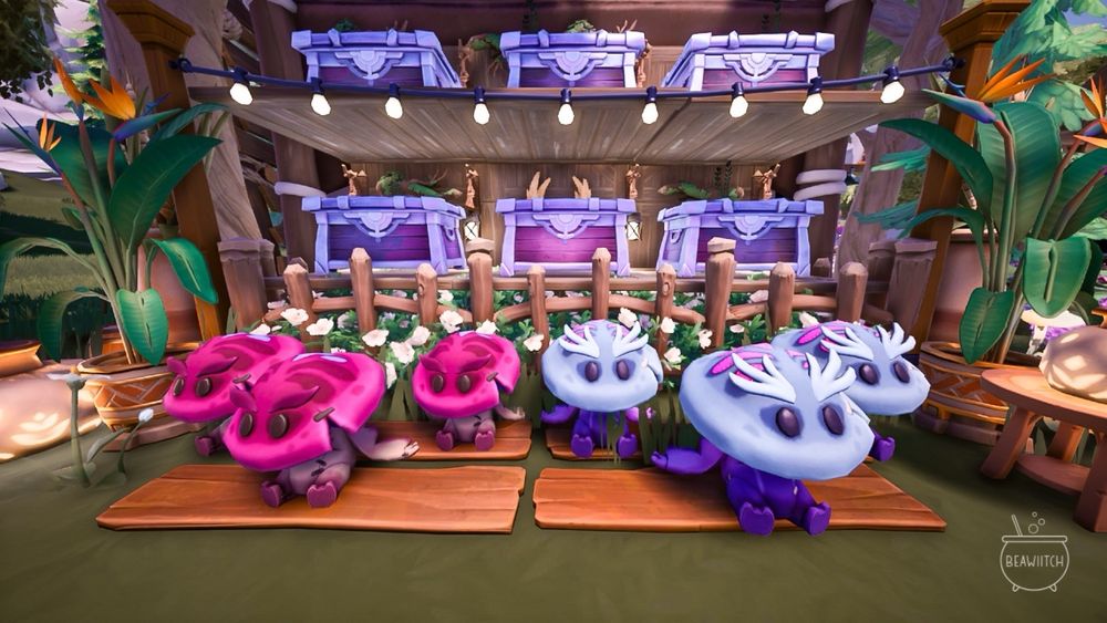 picture of three shmole and piksii shmole plushies placed in my yard in palia