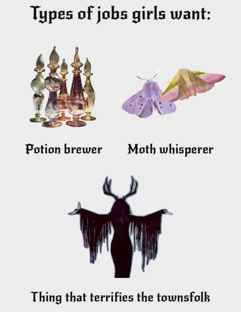 types of jobs girls want:

- potion brewer
- moth whisperer
- thing that terrifies the townsfolk