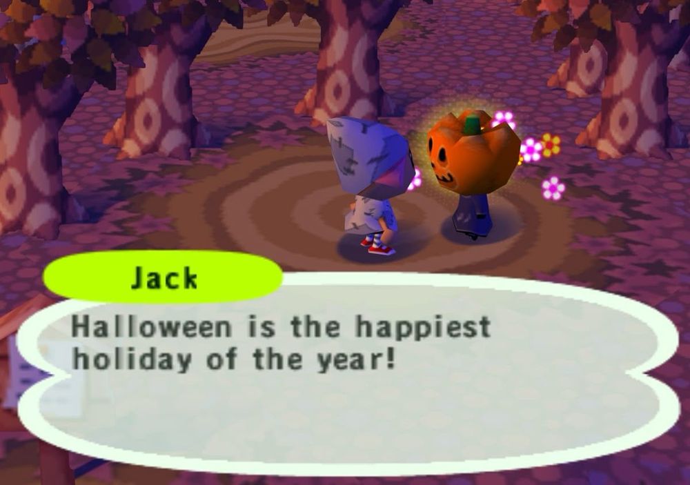 jack from animal crossing saying “halloween is the happiest holiday of the year”