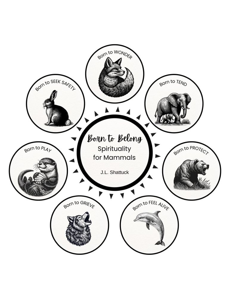 Born to Belong: Spirituality for Mammals. Pictures of mammal species and emotional behaviors.
