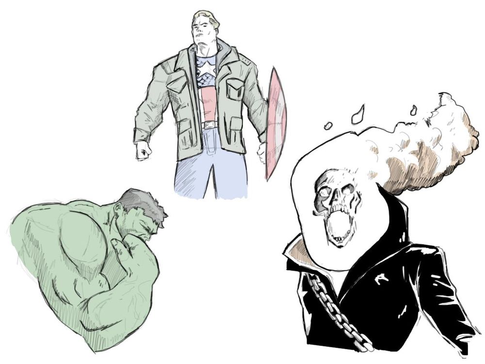 Captain America, Hulk, and Ghost Rider