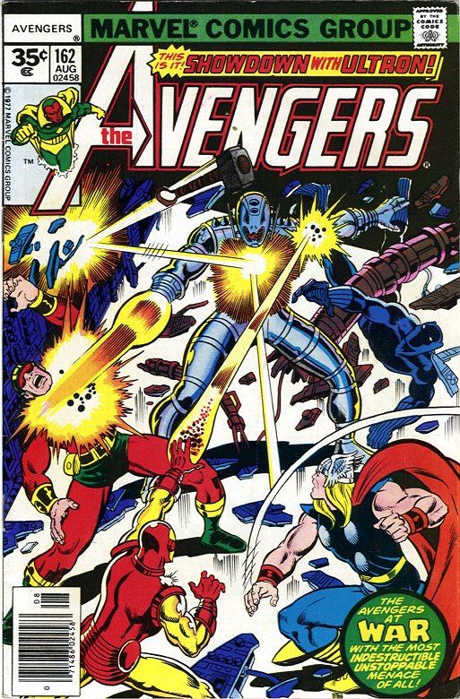 Cover of Avengers 162. Ultron battles the Avengers.