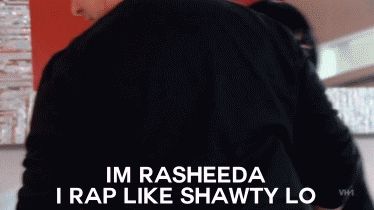 A gif of Black American Female Singer K.Michelle saying I’m Rasheeda, I rap like shawty lo.