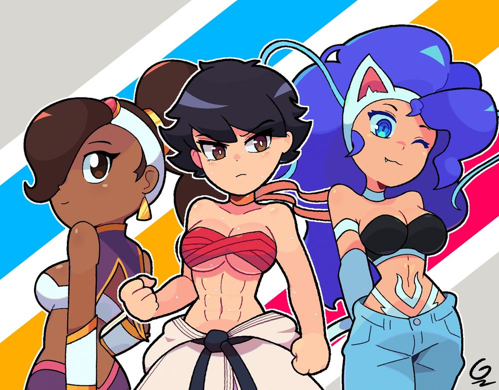 Part of a Six fanarts (fighting games) challenge. Here are three of those: Makoto - Street Fighter Felicia - Darkstalkers Rouge - Power Stone