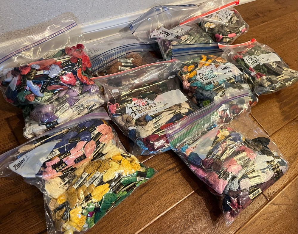 1200+ skeins of DMC embroidery floss