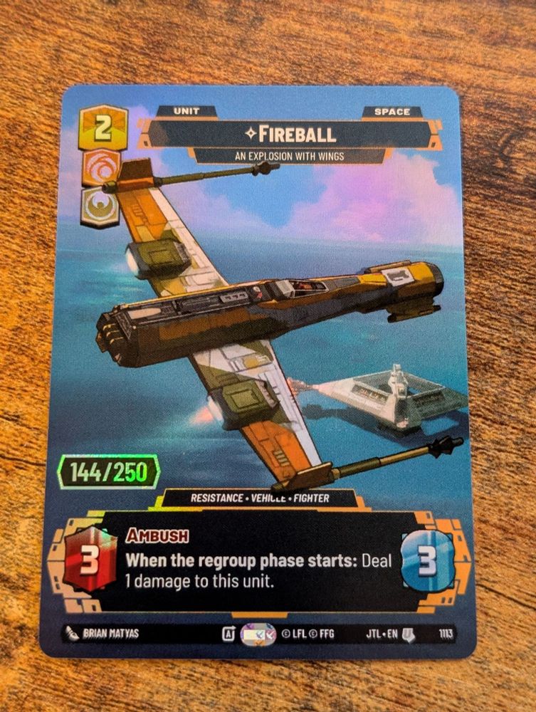 Star Wars Unlimited - Jump to Light speed Fireball card, serialized 144/250