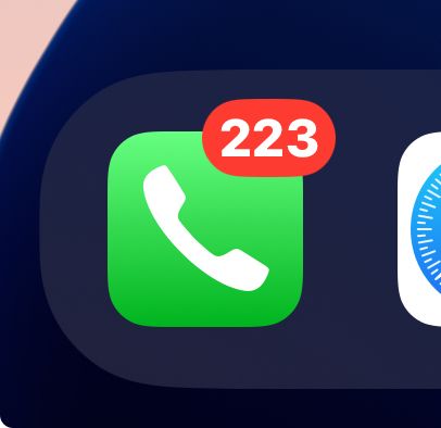 image from my phone showing I have 223 phone call notifications 