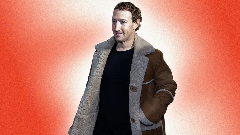 mark zuckerberg wearing a huge awful shearling that probably makes him feel like a cowboy