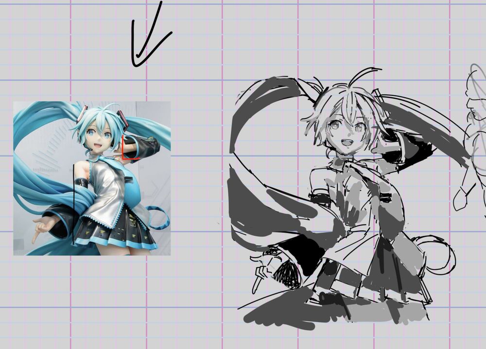 1 hr observational Hatsune Miku figure study.