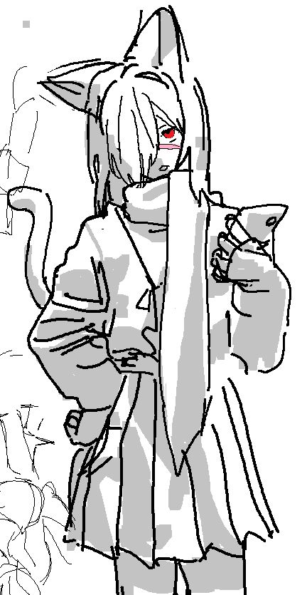 Unnamed catboy drawn in ms paint