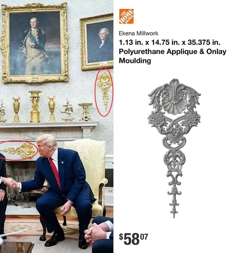 Trump got painted home depot decor in the white house to look fancy when its all just fools gold