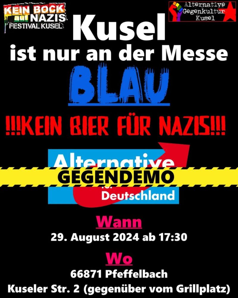 Demo gegen Rechts in Pfeffelbach, Rheinland-Pfalz » Kusel ist nur an der Messe blau!