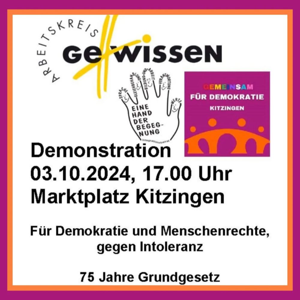 Demo gegen Rechts in Kitzingen, Bayern » Für Demokratie und Menschenrechte, gegen Intoleranz