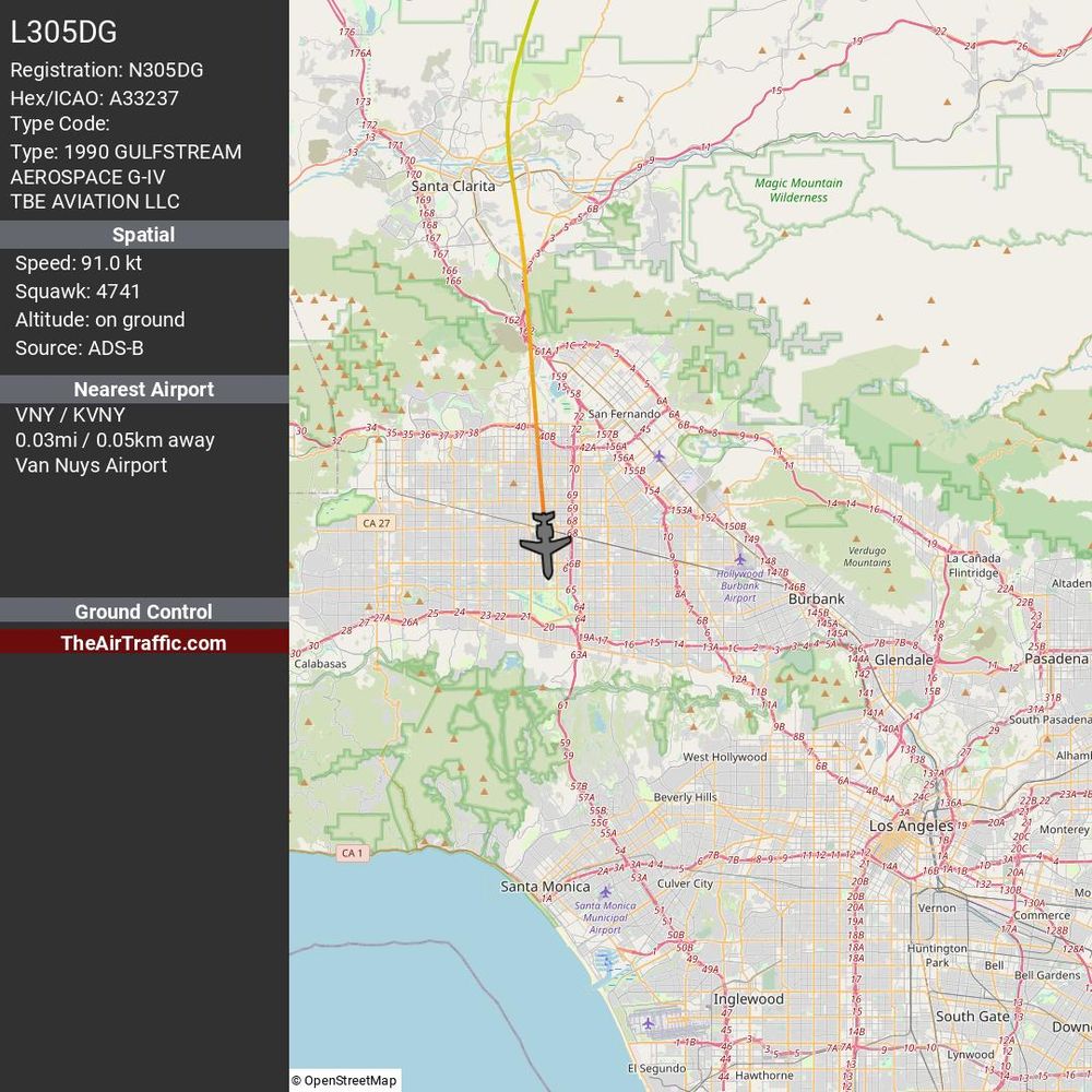 Reg: N305DG On Ground: True Alt: 0 Last Contact: 0:00:01.463803 Trigger: now on ground
