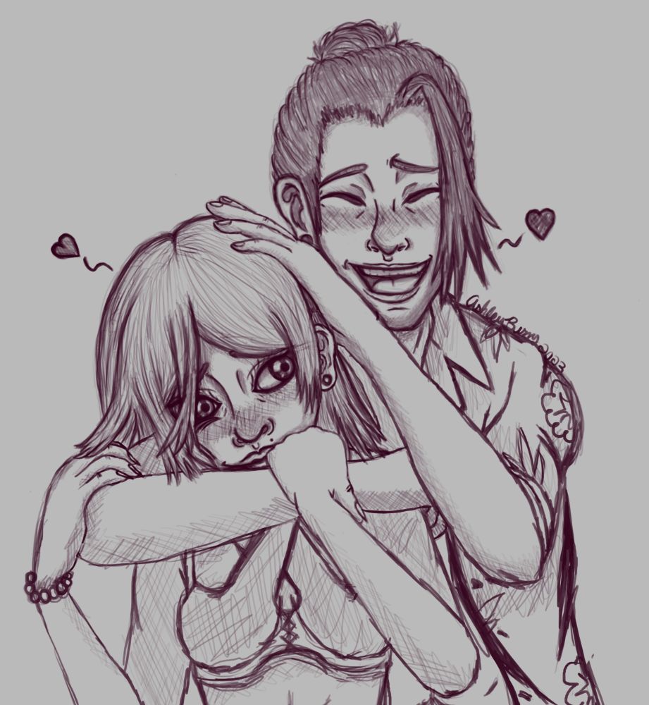 Work in progress/rough sketch of my Jujutsu Kaisen OC, Wakana Shimizu and Suguru Geto.