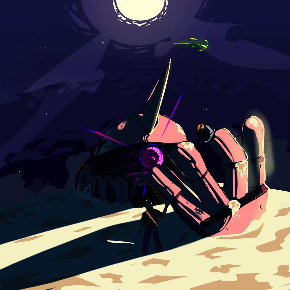 Char and his buried Zaku