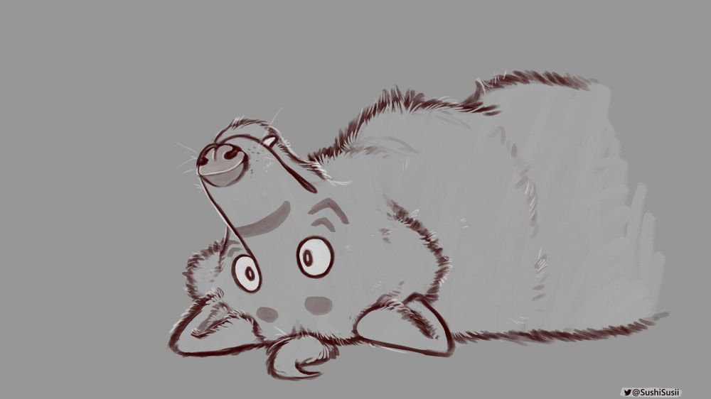 Wolf laying upside