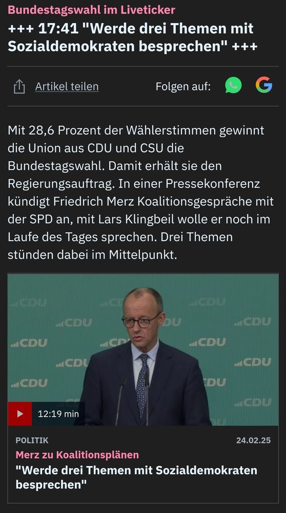 Merz möchte drei Themen mit der SPD besprechen.