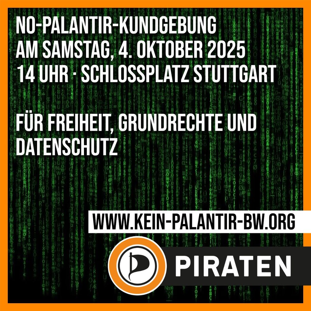 Einladung zur Kundgebung mit Logo der Piratenpartei 