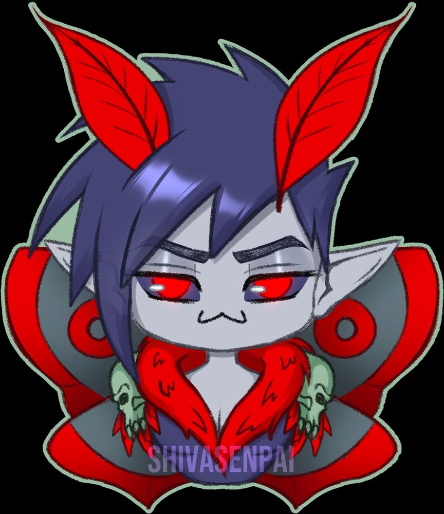 Chibi bust artwork of my moth fairy OC, Ashur. Digital artwork by me, ShivaSenpai.