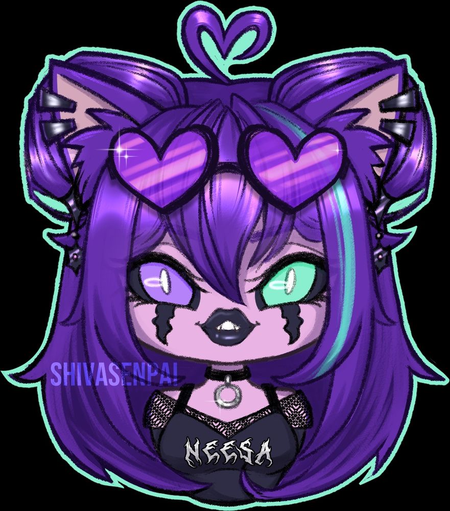 Chibi bust artwork of Neesa's OC. Digital artwork by me, ShivaSenpai.