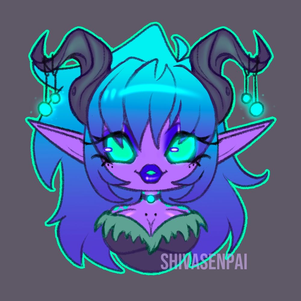 Chibi bust artwork of my OC, Shiva. Digital artwork by me, ShivaSenpai.