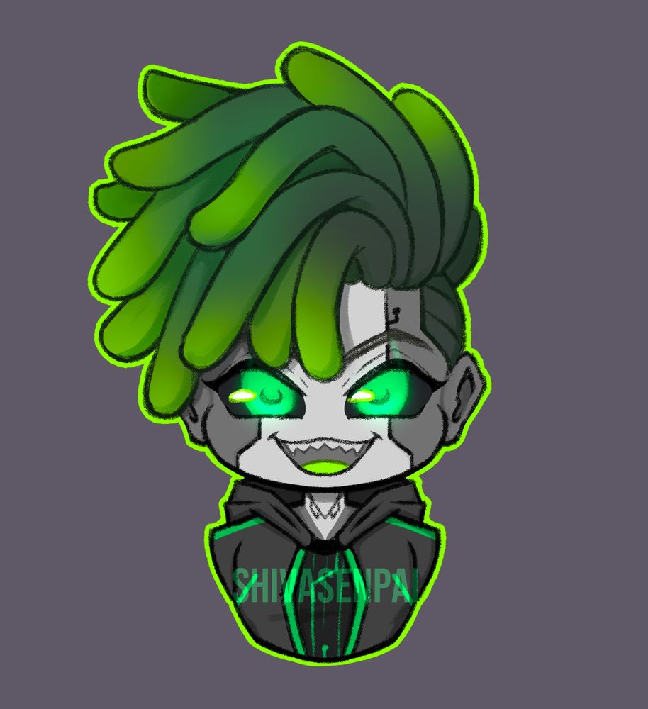 Chibi bust artwork of Whiz_Matrix's OC. Digital artwork by me, ShivaSenpai.